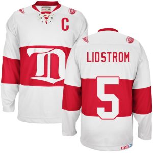 Herren Detroit Red Wings Eishockey Trikot Nicklas Lidstrom #5 Authentic Throwback Weiß CCM Winter Classic